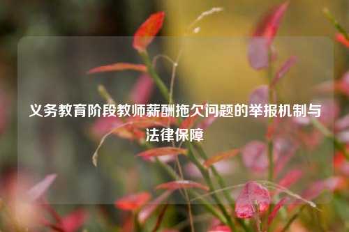 义务教育阶段教师薪酬拖欠问题的举报机制与法律保障