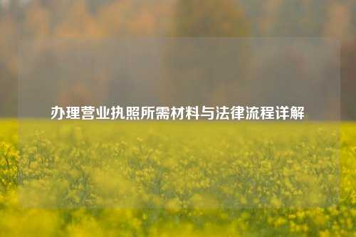 办理营业执照所需材料与法律流程详解